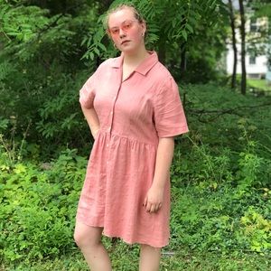Pink linen dress